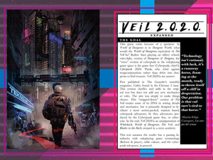 Veil 2020: Minimalist Cyberpunk Action Roleplaying (Physical Book+Digital PDF Combo)